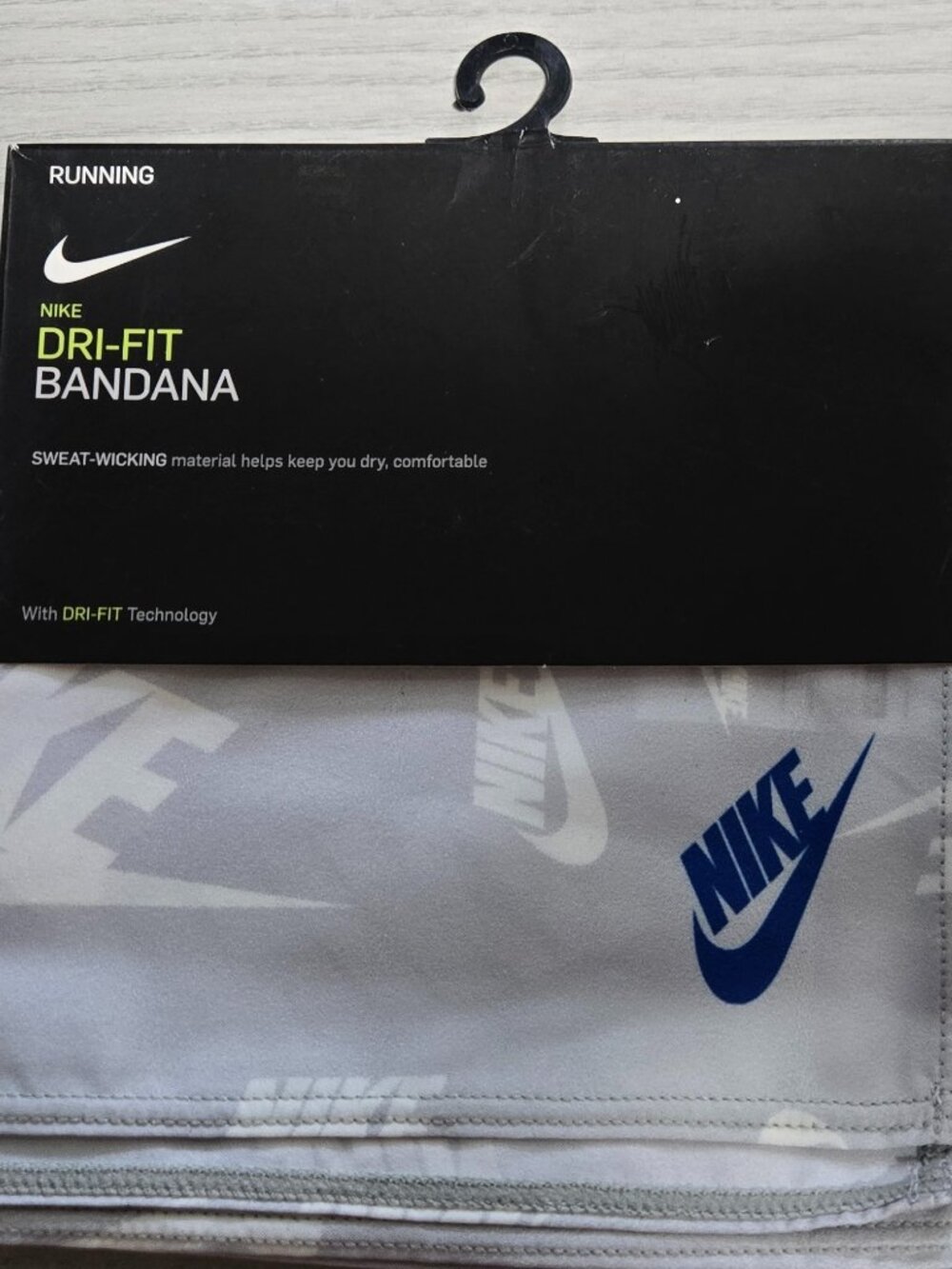 Nike Dri-FIT Running Bandana – New with Tags – OSFM – Grey/White/Blue 🏃‍♂️💨